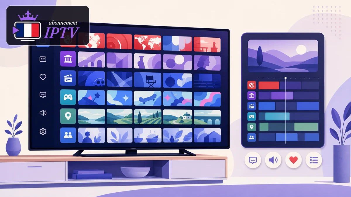 Bouquet français IPTV organisé par chaînes, replay, VOD, sport et cinéma