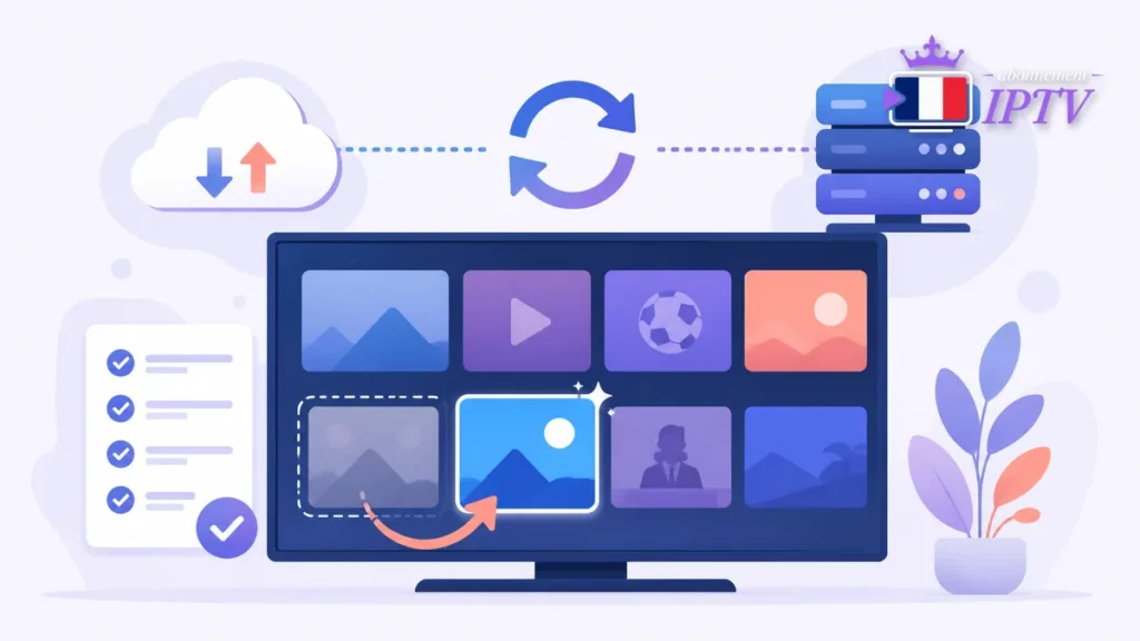 Catalogue IPTV mis à jour entre serveur, nuage et télévision