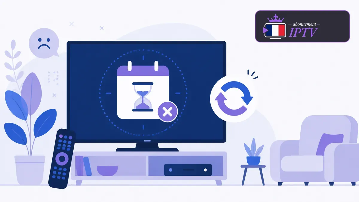 Expiration abonnement IPTV avec calendrier et télévision