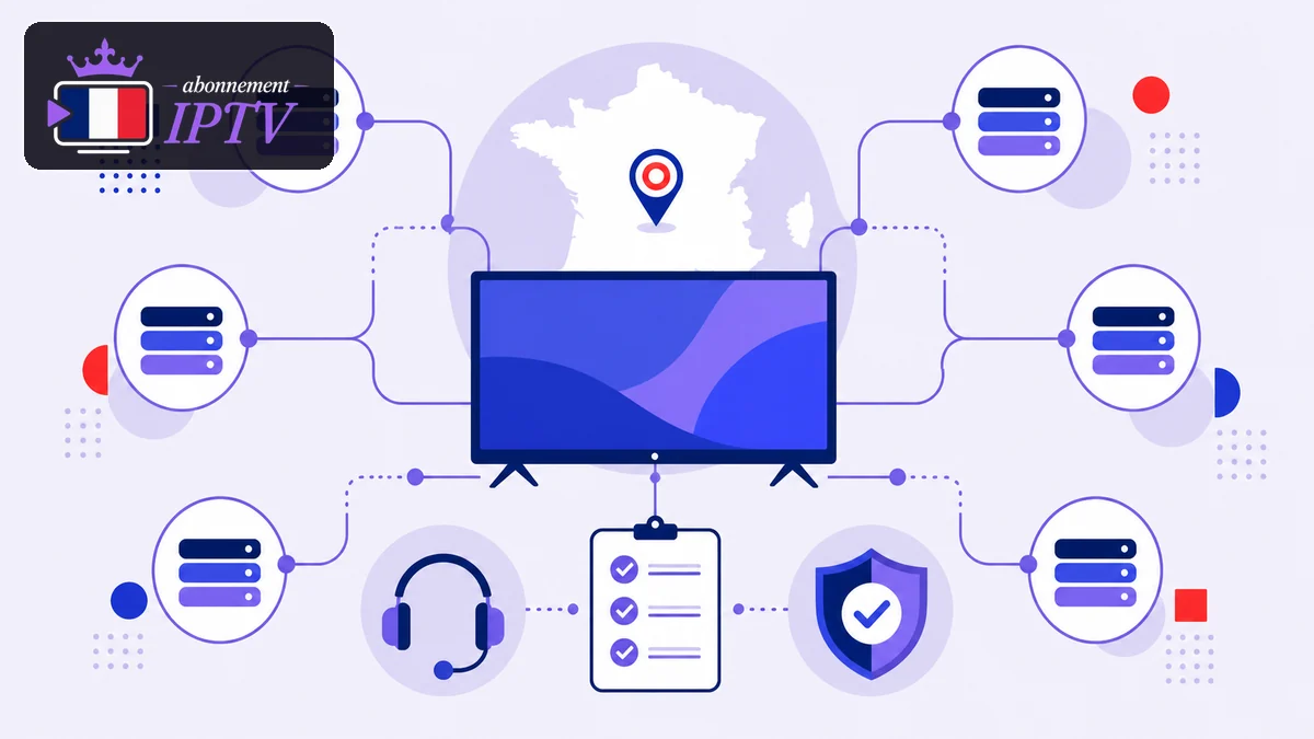 Fournisseurs IPTV francophones reliés à des services, un téléviseur et une carte de France