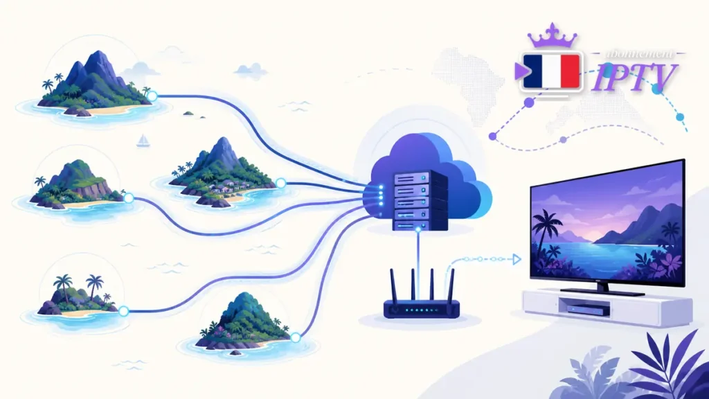 IPTV DOM-TOM : îles reliées par fibre à un serveur, un routeur et un téléviseur
