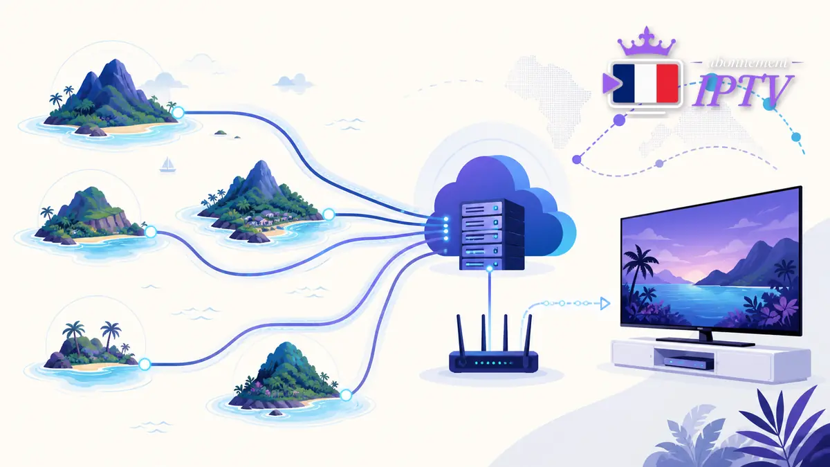 IPTV dans les DOM-TOM : latence et particularités IPTV DOM-TOM : îles reliées par fibre à un serveur, un routeur et un téléviseur